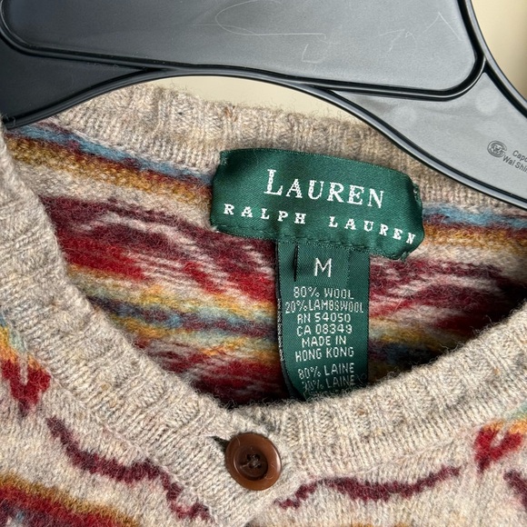 Vintage Ralph Lauren Lambswool Heritage Cardigan Sweater Medium - Picture 2 of 4